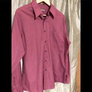 NWOT van Heusen Fitted pink w pinstripe 16.5 34/35